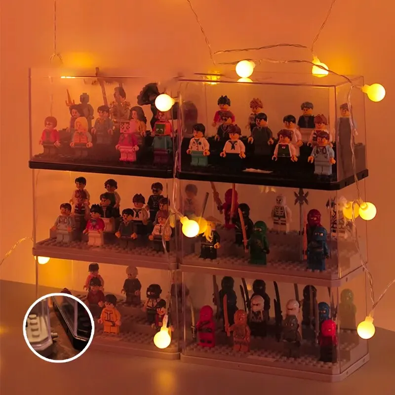 Building Blocks Mini Figure Display Cabinet Compatible with Lego Stackable without Assembling a Clear Dust Case