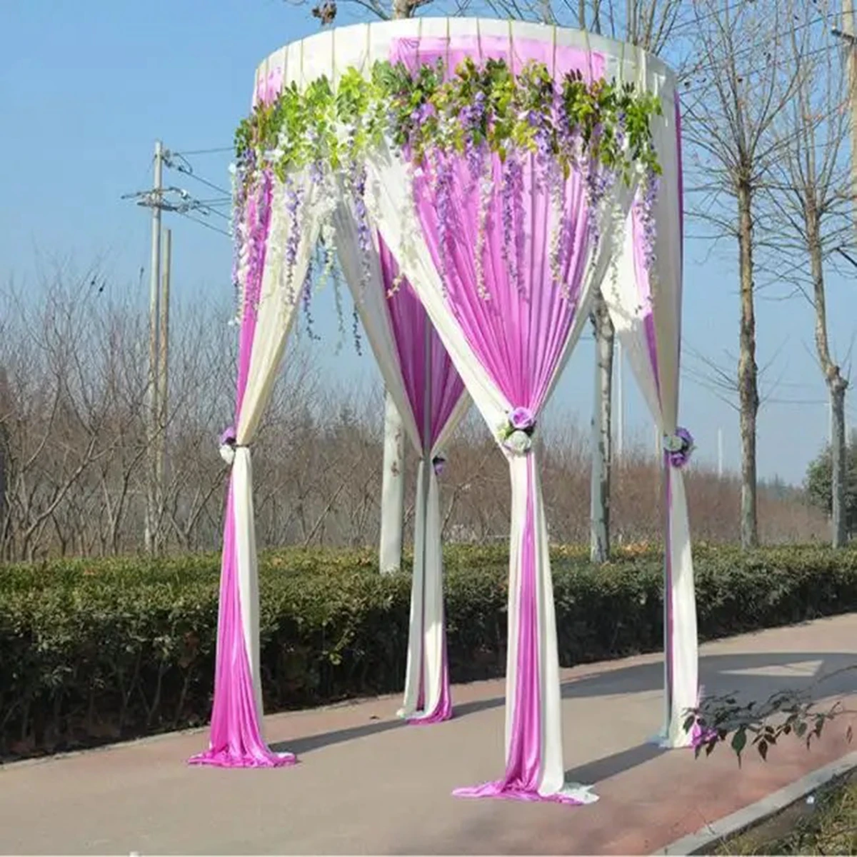 painted colour stainless steel frame flower stage canopy decorative grid floral backdrop stand wedding arch