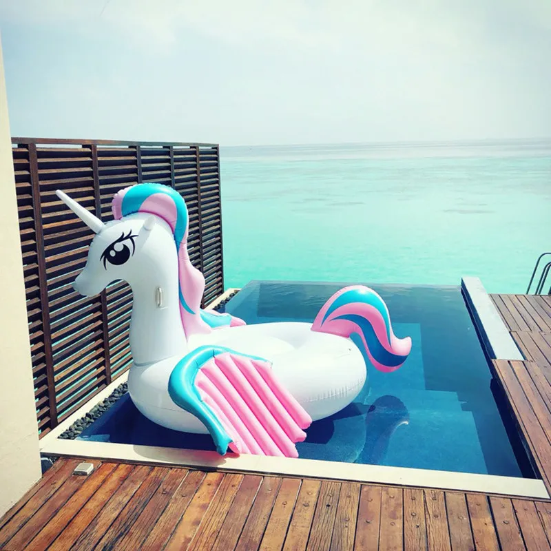 Custom PVC Inflatable Floating Mat Unicorn Pegasus Adult Water Ride Pool Float Bed Pool Toy