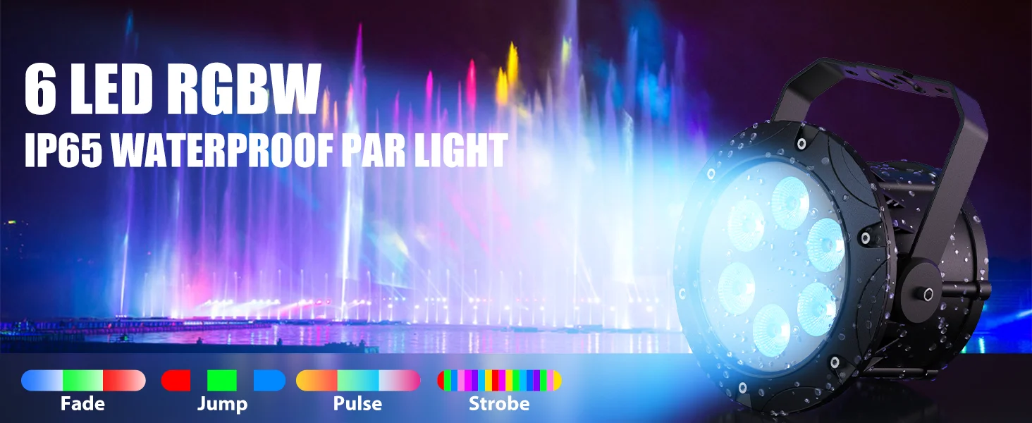 U'King 4 Stück Wasserdichte Par-Leuchten 6x10W RGBW LED Stroboskop-Effektbeleuchtung DMX512 Tonaktivierte Steuerung Bühnenlicht für DJ Disco – Detail 1