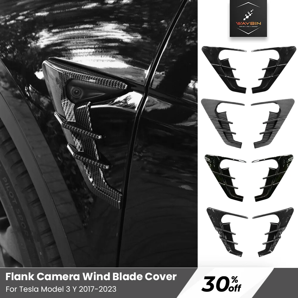 

For Tesla Model Y 3 Flank Wing Blade Car Stickers Side Camera Protector Covers Decorative Guards Carbon Fiber Auto Accessories