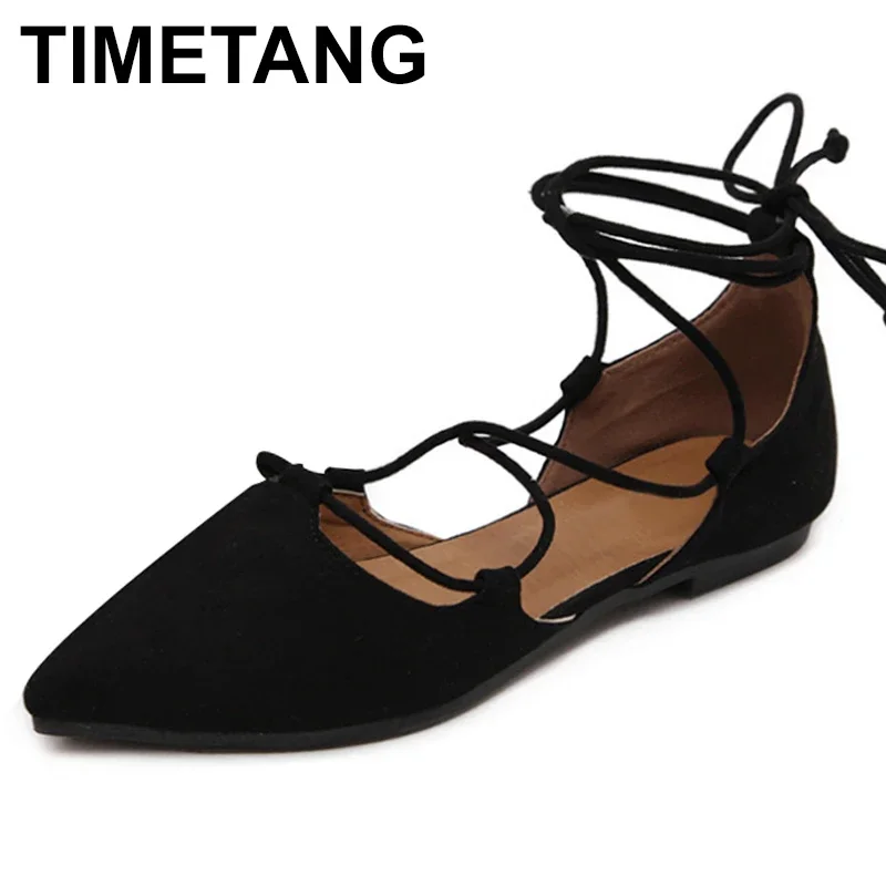 TIMETANG High Quality New  Slim Sexy Pointed toe Flats Shoes Women Flat Heel Fashion Womens Flats Brand Shoes Plus Size C254