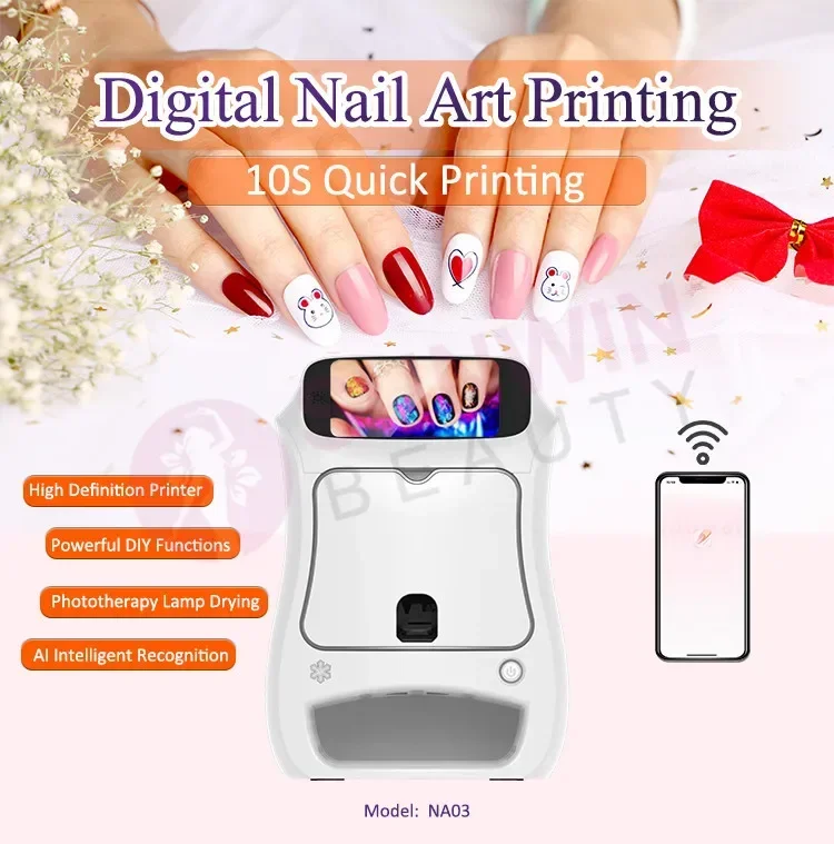 Neue Ankunft Nagel Drucker Maschine 3d Digitale Nägel Kunst 3D DIY Muster Trocknen Kunst Smart Finger Nagel Automatische Drucker Zu Verkaufen