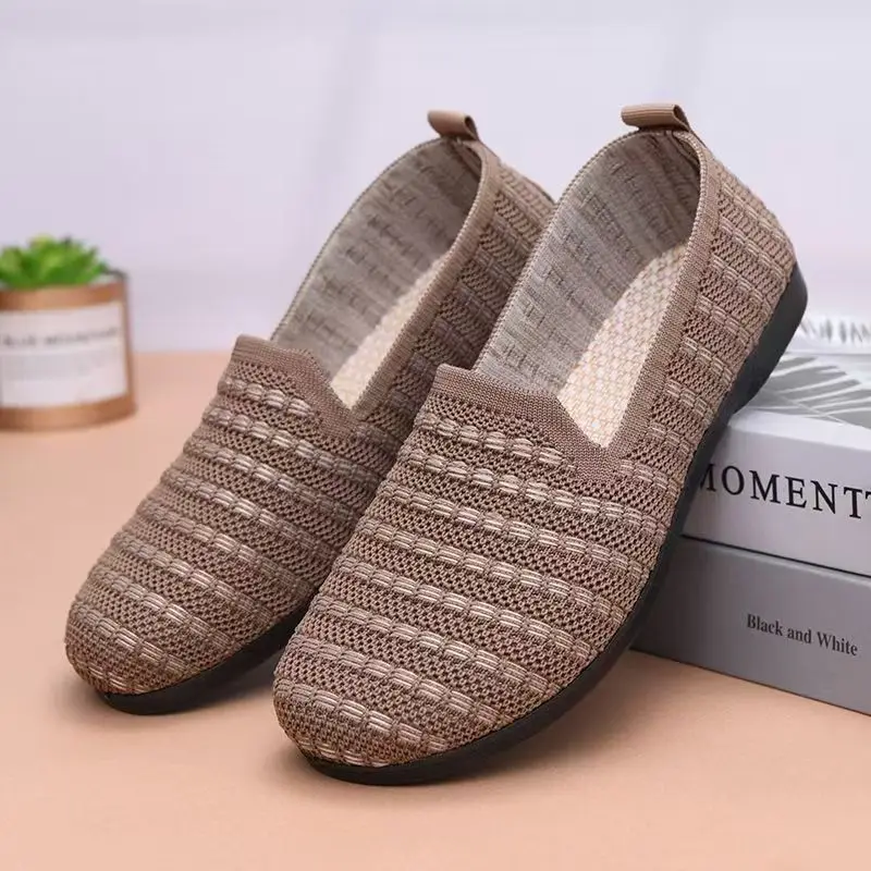 

Женская весенне-осенняя повседневная обувь на плоской подошве с мягкой подошвой, нескользящая легкая дышащая обувь без шнуровки с круглым носком