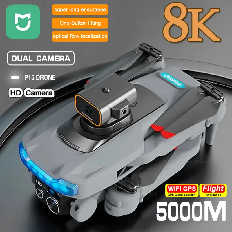 MIJIA P15 Drone 4K profesjonalna kamera 8K 5G GPS HD fotografia lotnicza podwójny aparat dookólny unikanie przeszkód Drone