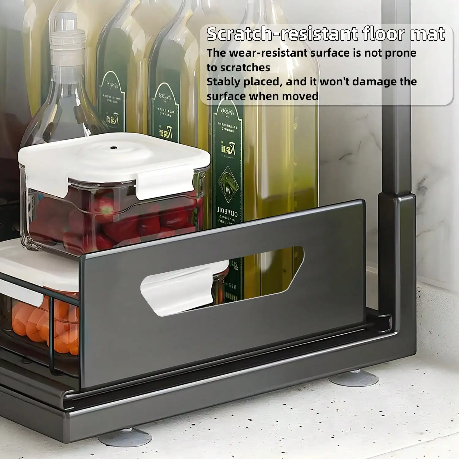 Under-Sink Storage Cabinet, L-Shaped Design Fits Under The Sink Space, With 2 Layers Of Sliding Pull-Out Storage Drawers