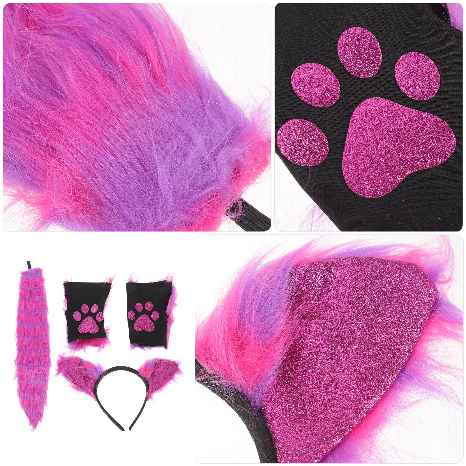 Luva de raposa cauda animal orelha traje peludo acessórios para o cabelo headbands máscaras role play cosplay