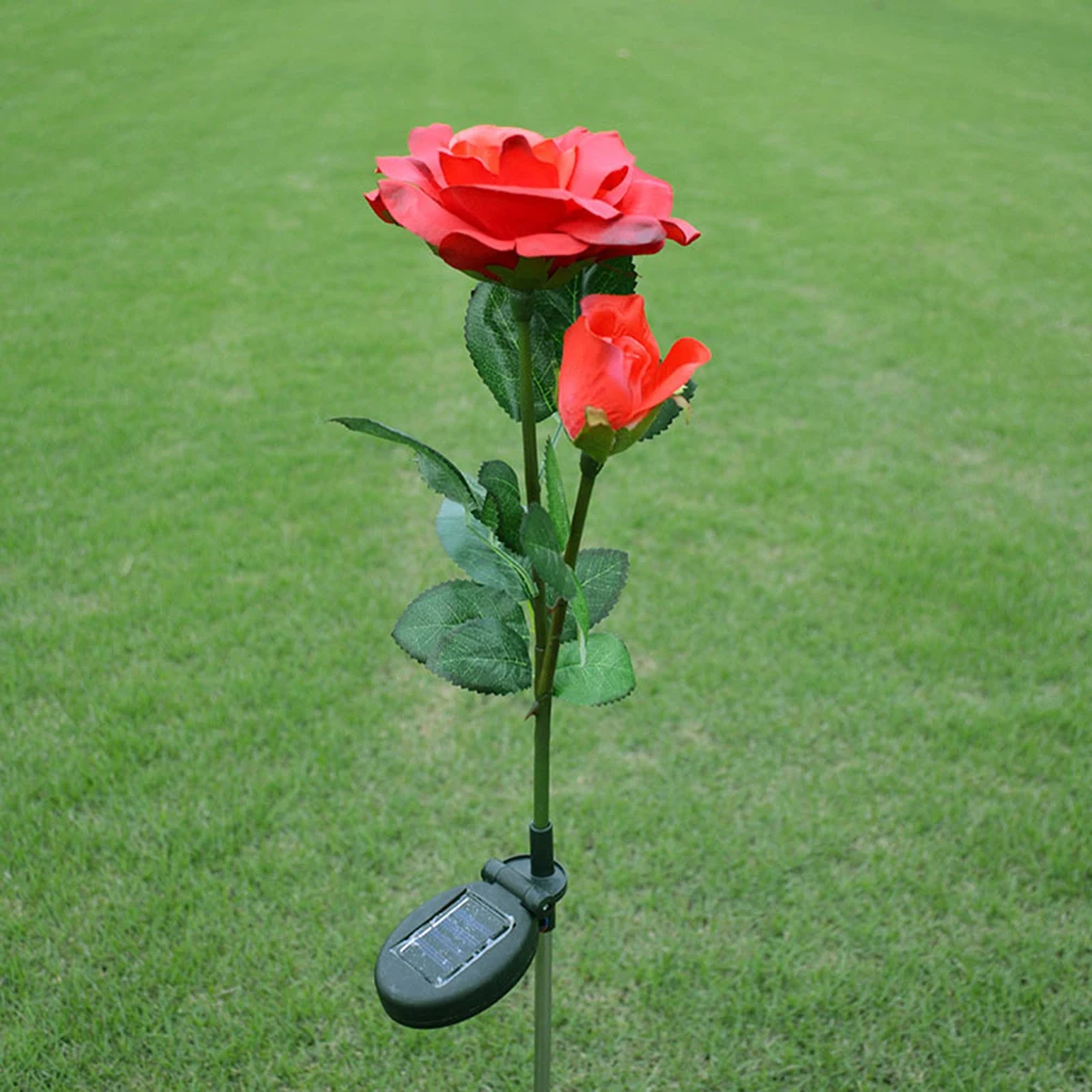 

2 Heads Solar Garden Solar Pawn Lights Lights Rose Shape Outdoor Lamp Pathway Lighting Decor Waterproof Yard Landscape