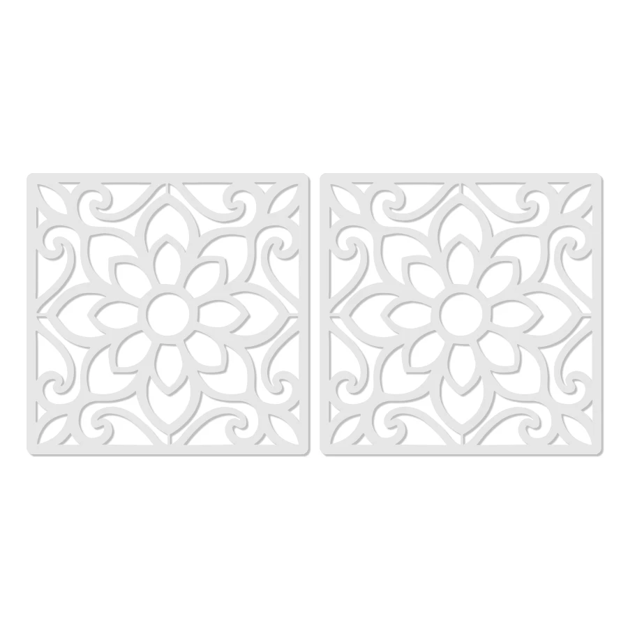 2PCS Floral Geometric Pattern Tile Stencil Template for DIY Decor
