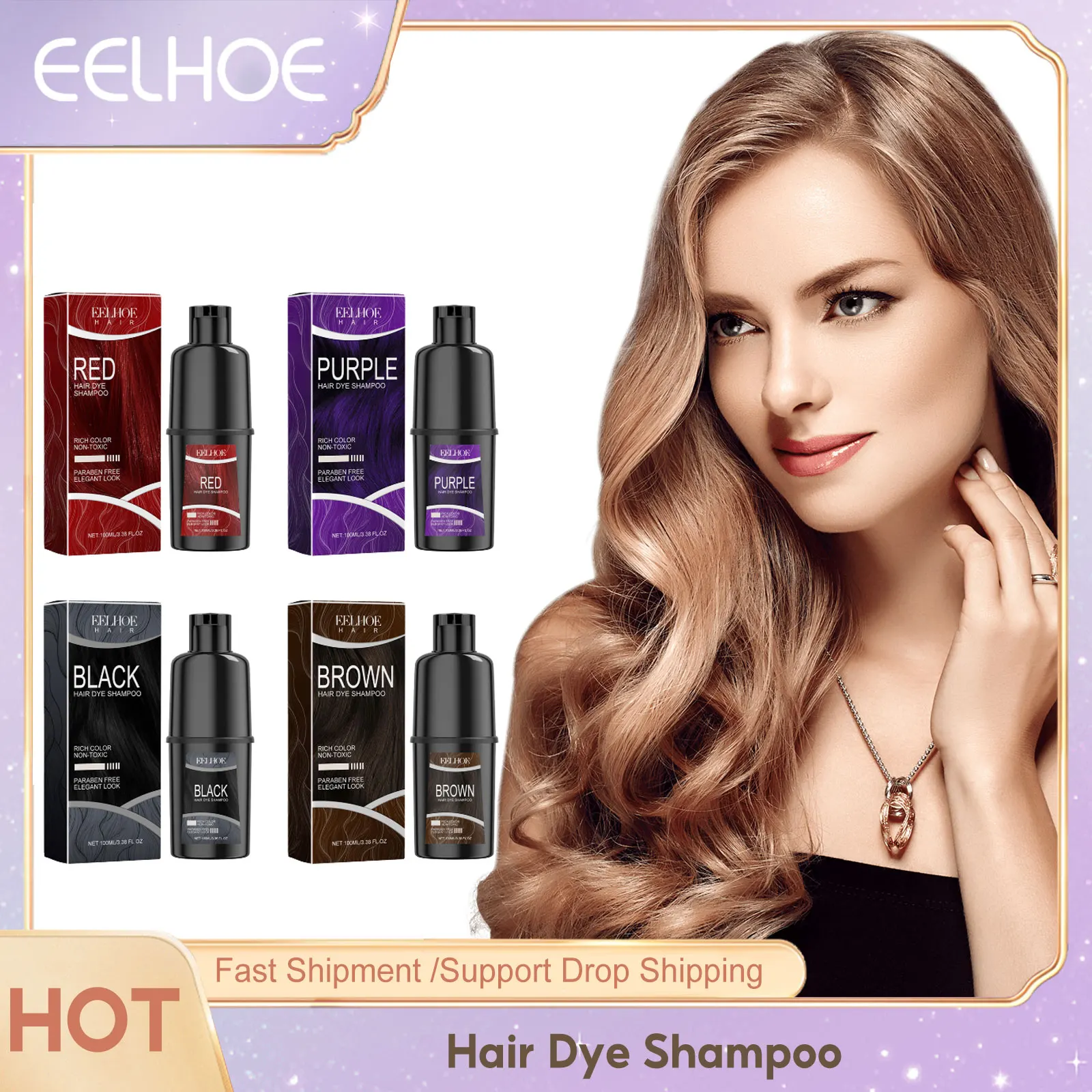 

Natural Herbal Hair Dye Shampoo Fast Change Hair Color Nonirritating Covering Gray White Women Men Fashion Hair Care Dying 100ml