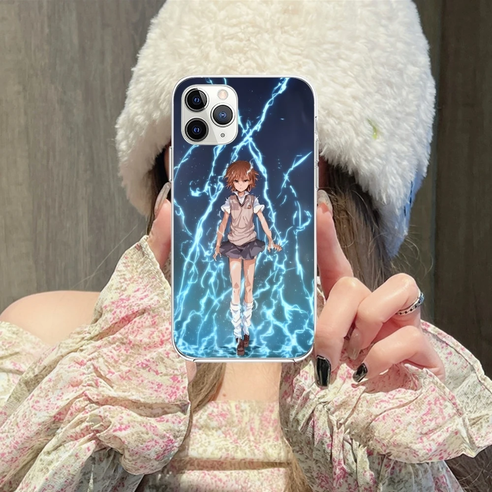 Anime Misaka Mikoto Mobile Phone Case for iPhone 15 14 13 12 11 X XR XS 8 Pro Max Plus Mini Clear Transparent Phone Cover Shell