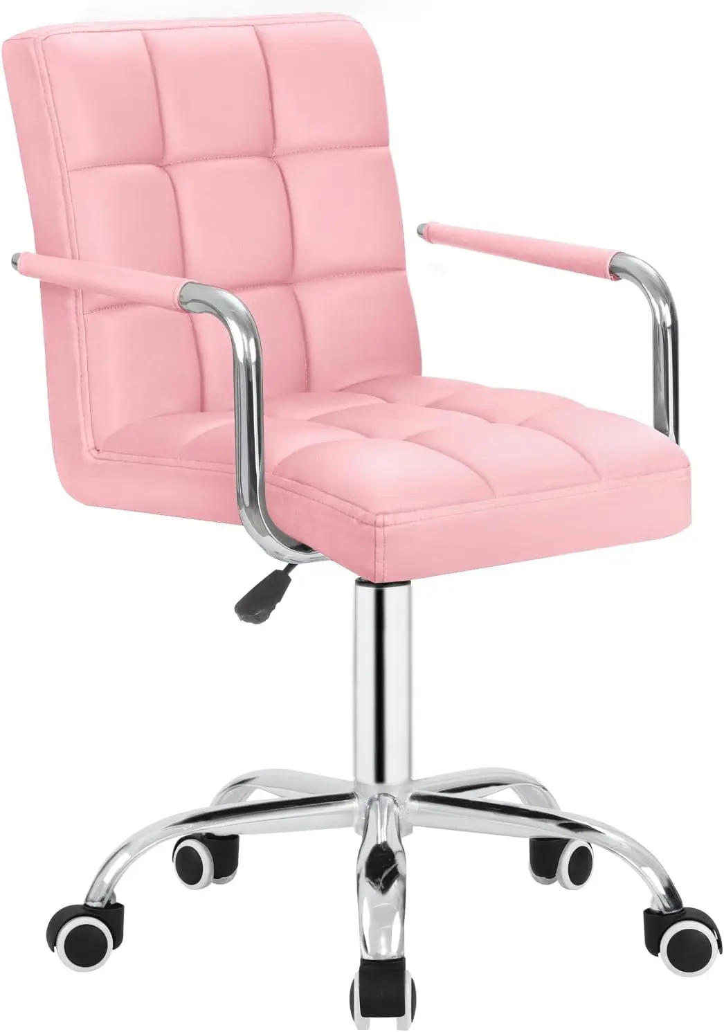 

Desk Chair Modern Office Chair With Wheels Vanity Chair Pu Leather Mid-Ba Rolling Chair Cute Chair For Office, Teen, And