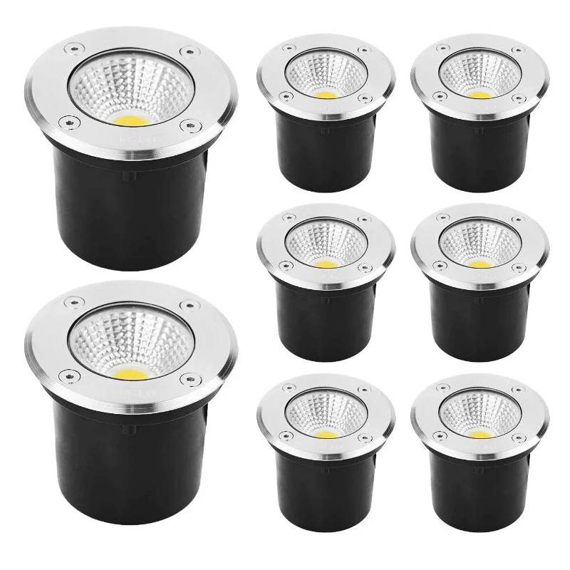 6PCS IP67 LED Underground light 10W15W COB Floor Lamp Outdoor Ground Spot Landscape Garden Square Path Buried Yard 220V 12V 24V