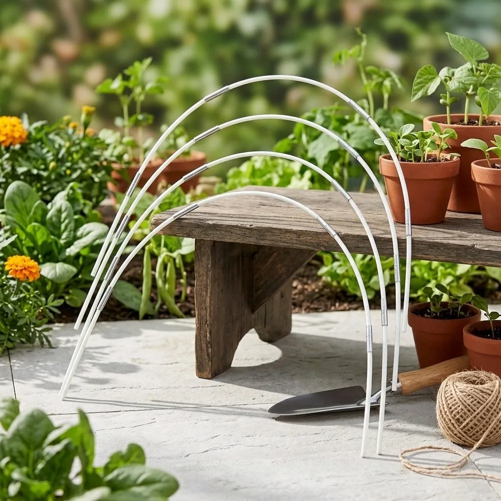 Practical Brand New Connecting Tubes Tunnel Hoops White+Silver 43cm * 5mm Fiberglass Garden Greenhouse Hoops Set