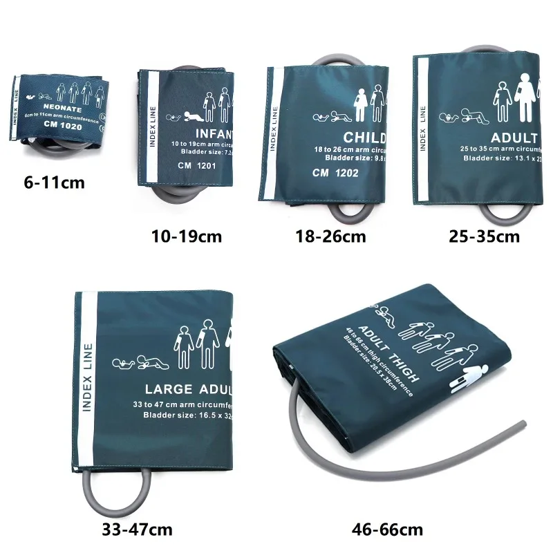 Medidor de presión arterial para niños y adultos, 6 tamaños de puños, Neonatal, médico, NIBP, brazo, muslo, accesorio para monitores CONTEC