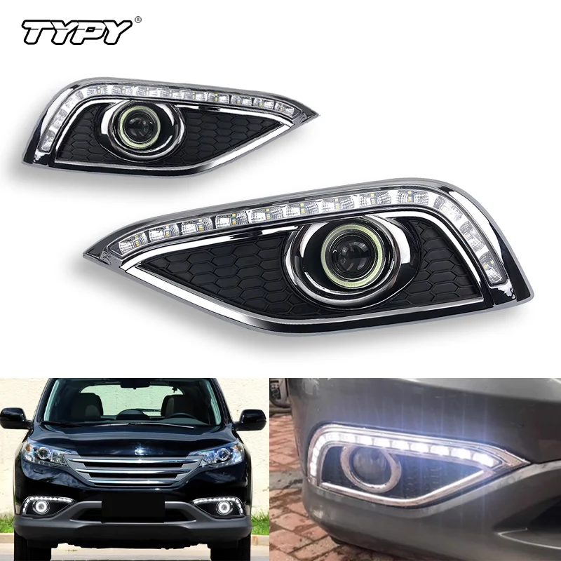 

TYPY 2Pc Led Lights Car DRL Daytime Running Lights Yellow Turn Signal Light For Honda CR-V CRV 2012-2014 Fog Lamp Auto Headlight