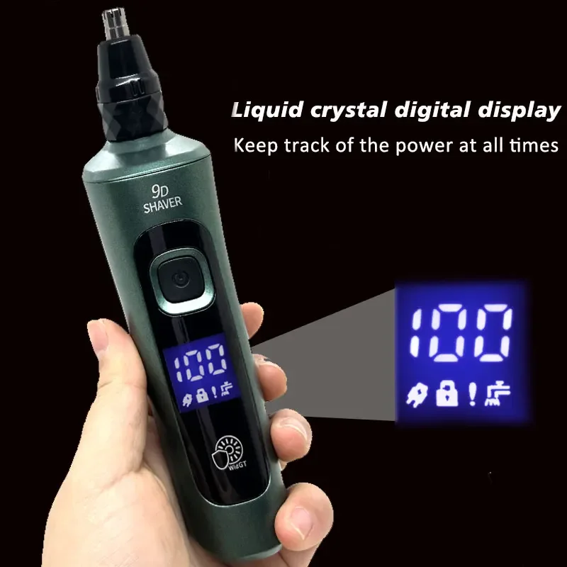 Groene Slimme Elektrische Scheerapparaat Lcd Digitaal Display Drie-Head Zwevend Scheermes Usb Oplaadbare Wassen Multifunctioneel Baardmes