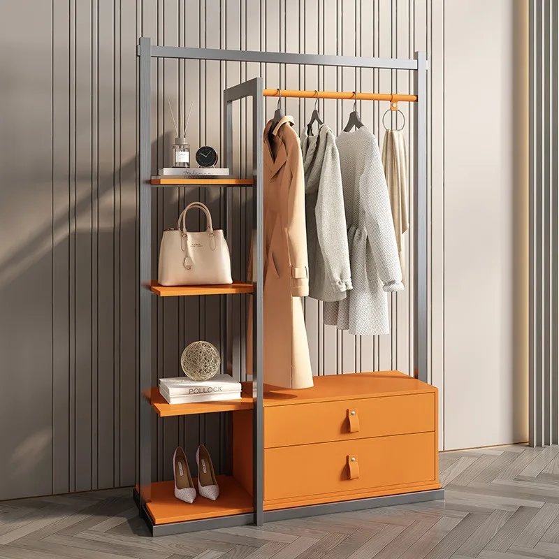 Minimalist light luxury coat rack, stainless steel floor-to-ceiling storage hanger