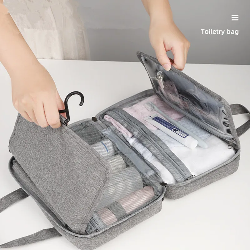 Top Quality Travel Makeup Bags Women Waterproof Cosmetic Bag Toiletries Organizer Hanging Dry And Wet Separation Storage Bag Men