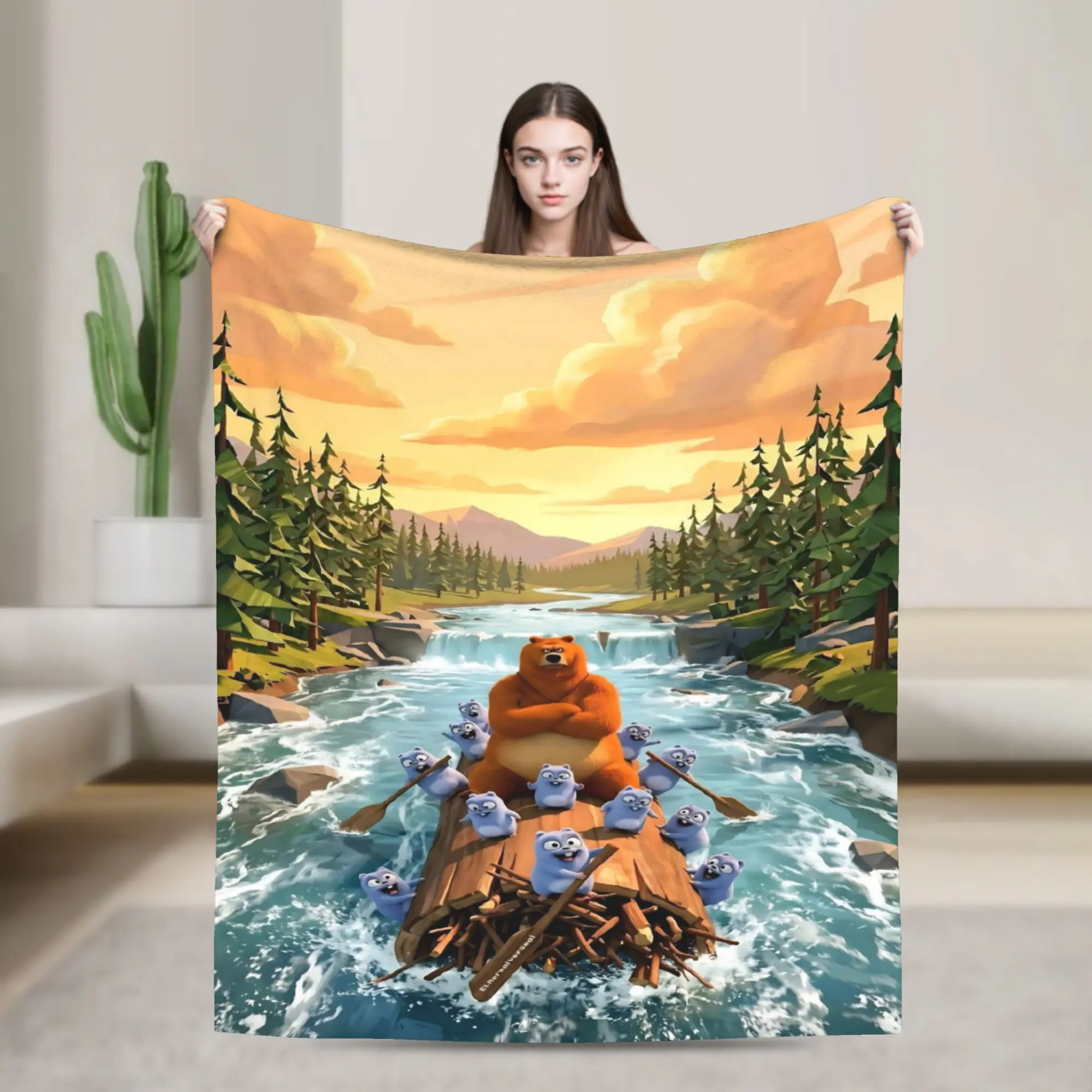 Grizzly And Lemmings  Blanket Multi-size Soft and Lightweight  Throw Blankets for Couch Sofa and Bed