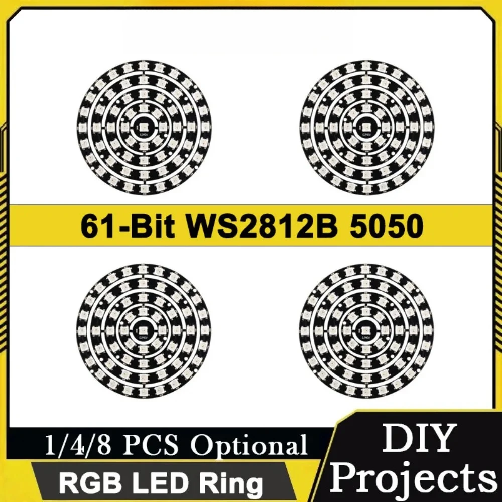 WS2812B 5050 RGB LED Ring 61 Bits Integrated Drivers Addressable Full Color Light Circle For Arduino Raspberry Pi DIY Projects