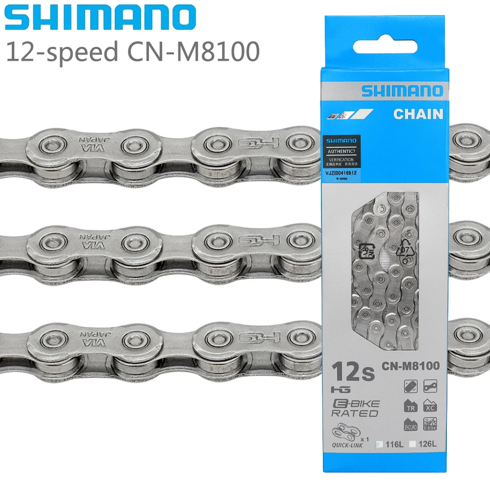 

Велосипедная цепь SHIMANO DEORE XT CN-M8100, 12 Скоростей, 126 звеньев с быстрой звеньем для горного велосипеда, Оригинальные велосипедные детали