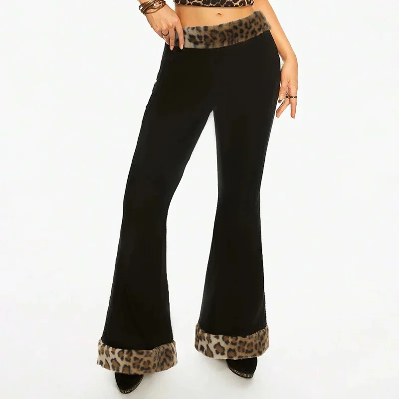 

Leopard Aesthetics Graphic Print Casual Punk Y2K pants Streetwear Grunge Goth Flare pants Fashion Hip Hop Vintage Trousers
