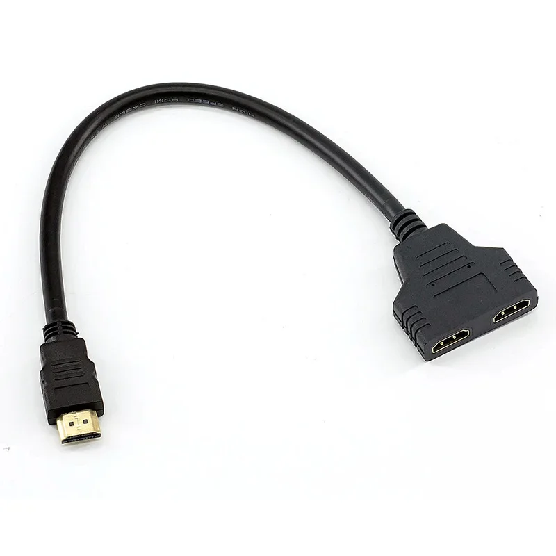 HD-MI Compatible 2 Dual Port Y Splitter HD 1080P V1.4 Male To Double Female Adapter Cable 1 In 2 Out Converter Connect Cable