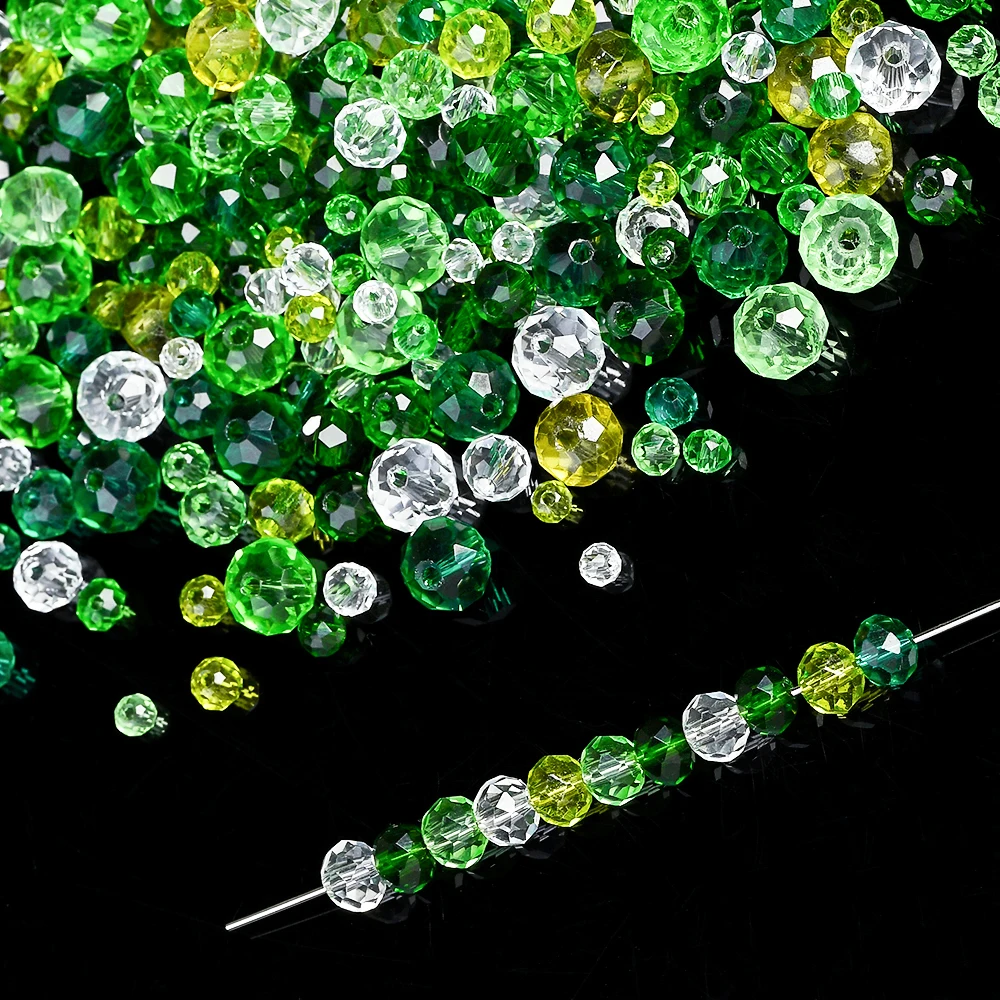 100-300 Stück Grüne Kristallglasperlen 3/4/6/8mm Glänzende Facettierte Lose Abstandsperlen für Schmuckherstellung DIY Armband Halskette – Detail 2