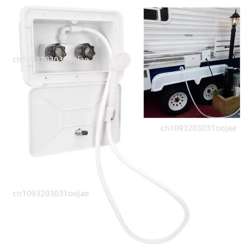 RV Exterior Shower Box Kit Outdoor Washing Kit With Lock Bathroom Showe For Boat Yacht Camper Motorhome with Dual Knobs