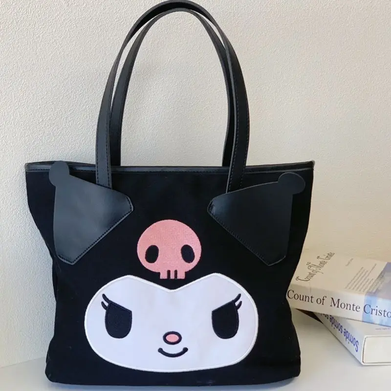 Sanrio Kulomi Hellokitty Tote bag duża pojemność płócienna torba damska urocza kreskówka przenośna torba na ramię y2k prezent na walentynki