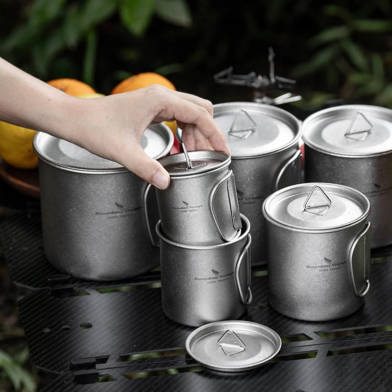 Boundless Voyage Titanbecher Ultraleichter Camping-Kaffee-Bier-Tee-Becher, bei offenem Feuer erhitzbarer Topf, Outdoor-Kochgeschirr, spülmaschinenfest – Detail 9