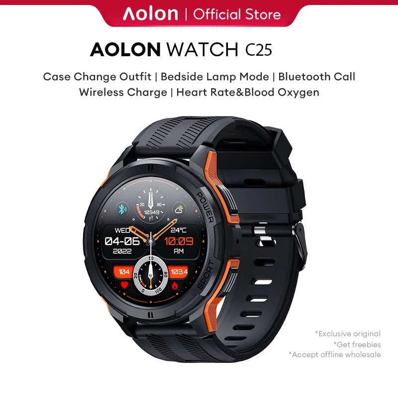 Aolon C25 Amoled Smart Watch Men Smartwatch Bluetooth Call 2023 1ATM Waterproof 1.43 Inch HD 466*466 Screen 100+ Sports 30 Days