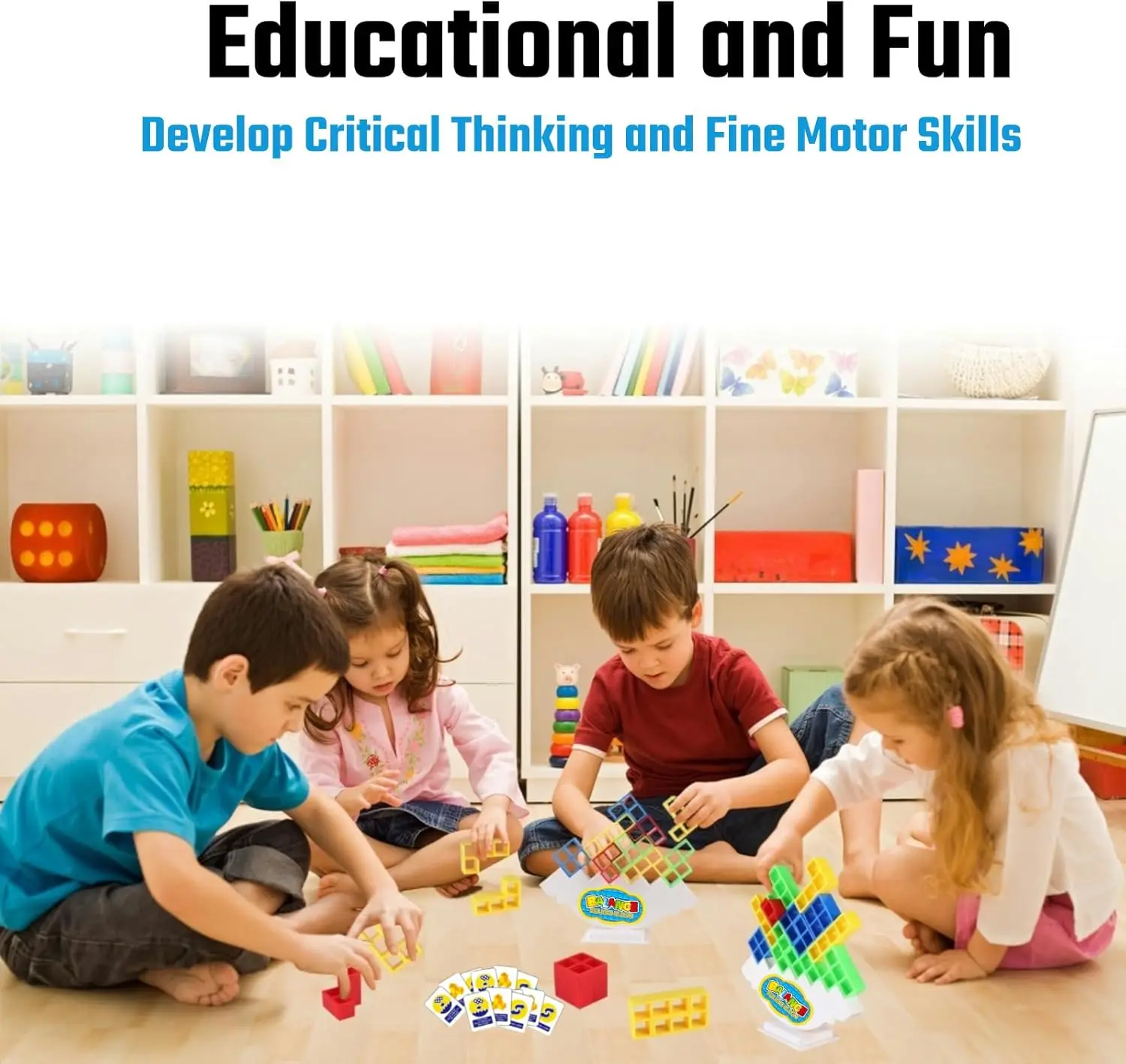 テトラタワー スタックゲーム STEM おもちゃ 子供用 ファミリーナイトパーティー 屋内アクティビティ 教育バランススタッキングブロック 対象年齢 6+