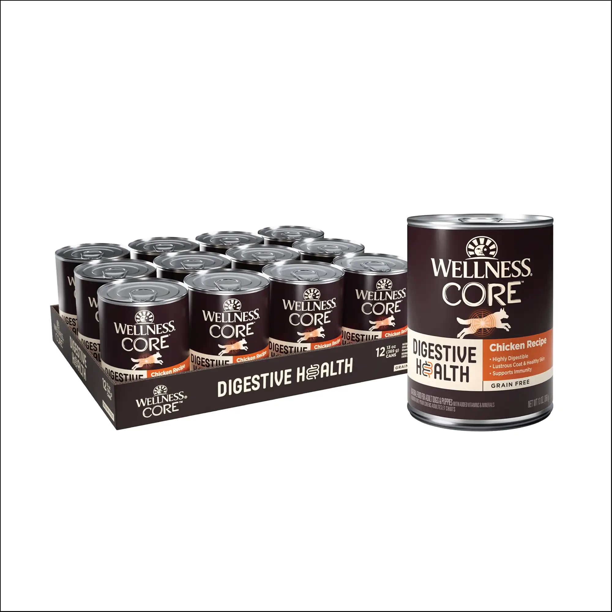 

Wellness Core Digestive Health Chicken Grain Free Wet Dog Food, 13 Ounce Can (Pack of 12)