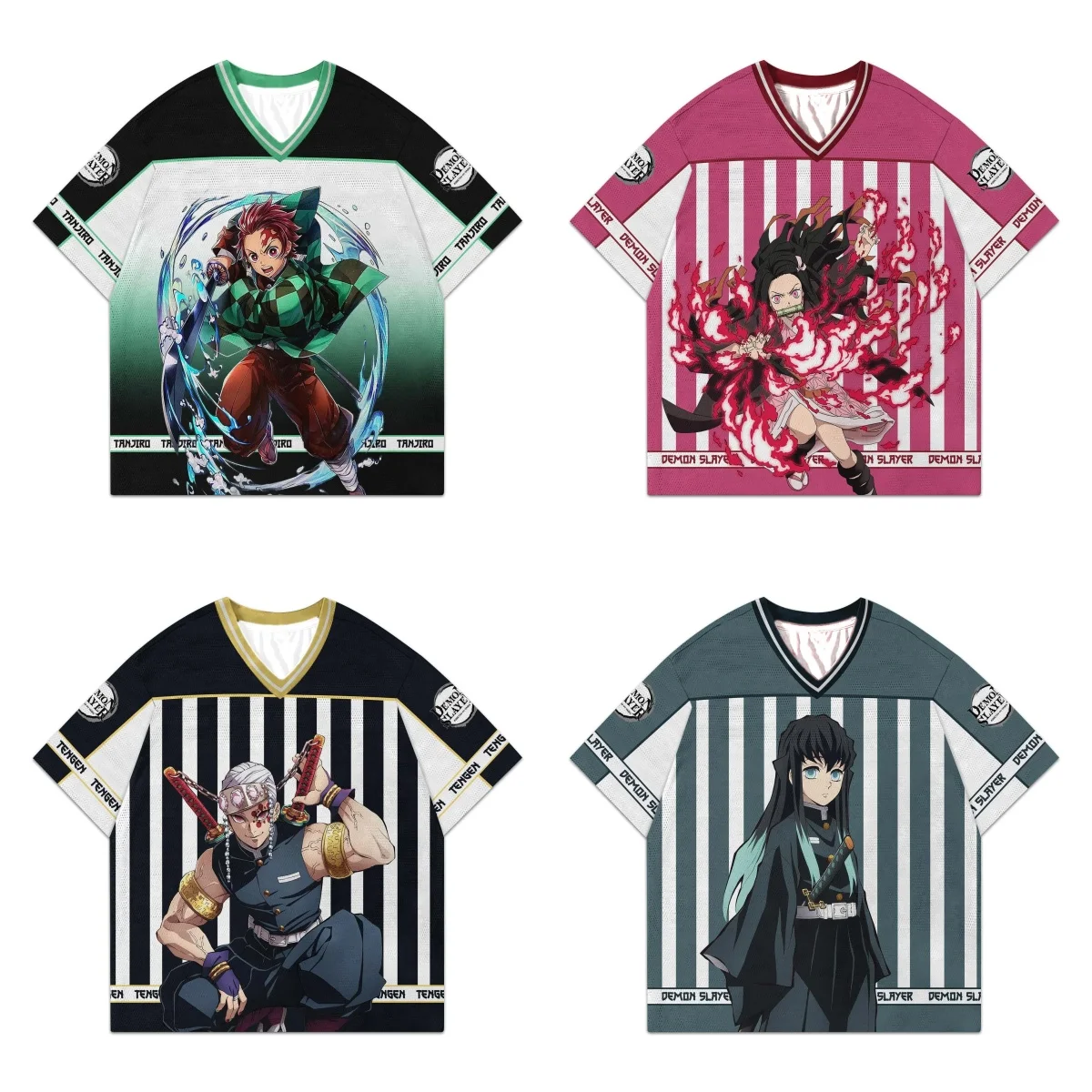 

Новинка 2026, одежда в стиле аниме «Убийца демонов», быстросохнущая спортивная повседневная футболка в бейсбольном стиле с короткими рукавами