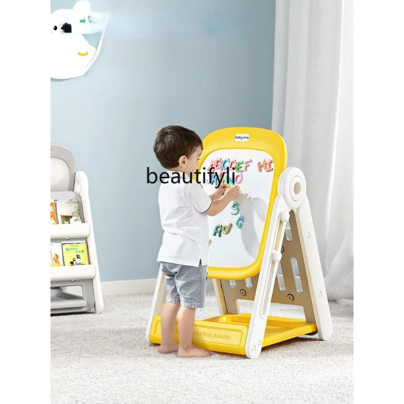 GY Children's Drawing Board Erasable Magnetic Graffiti Board Writing Board Bracket Dust-Free Whiteboard Small Blackboard