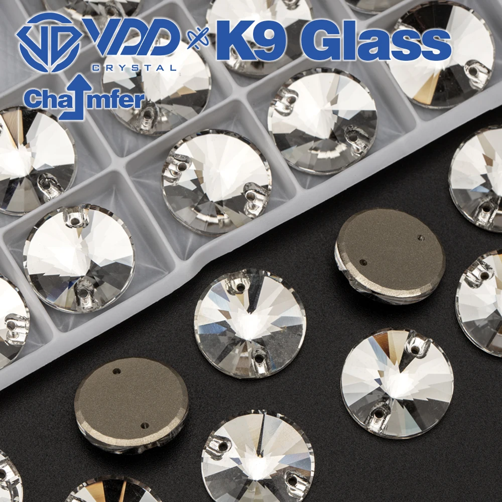 VDD Rivoli K9 Glass Top Quality Sew On Clear Crystal Rhinestones AAAAA Sewing Flat Back Strass Stones For Clothes Accessories