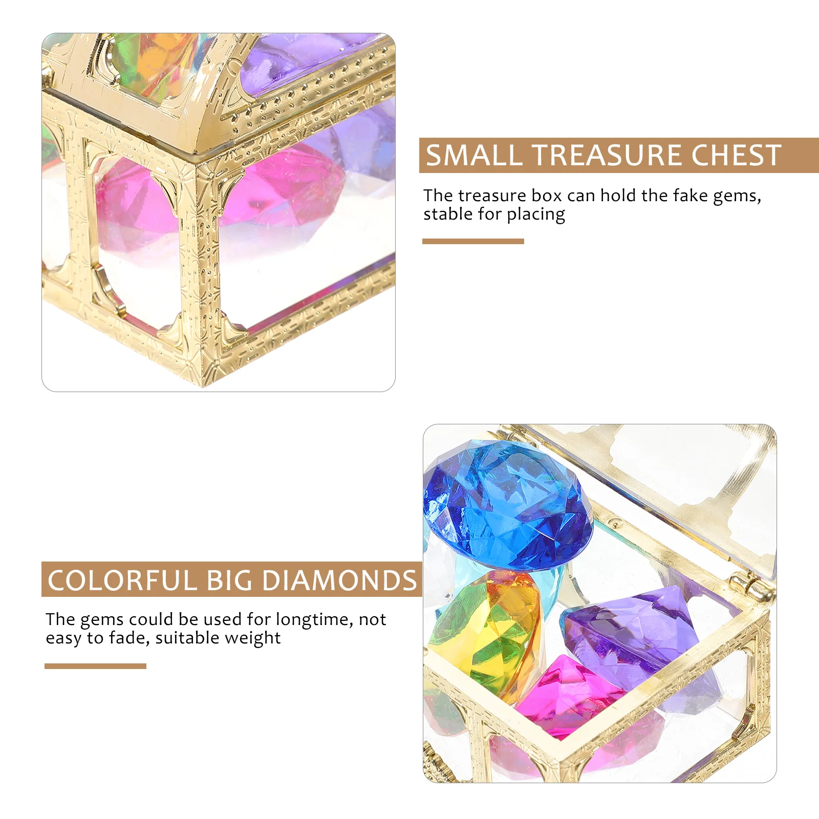 Stimulatiekist met kleurrijke acryl edelstenen voor kinderen, zwem speelgoed, schatkist cadeau voor meisjes, plastic edelsteen set