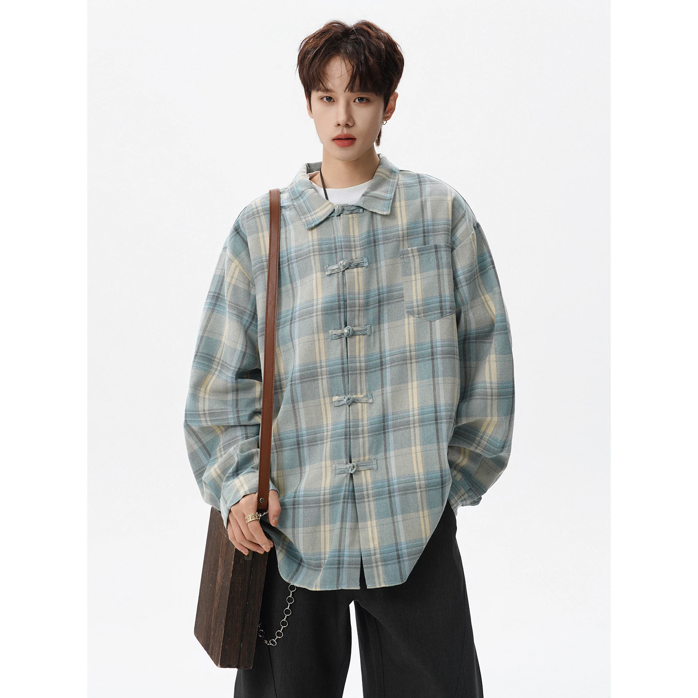 

Classic Workwear irt Men's Long Sve Loose Casual Plaid Spring Open Cardigan Button Sle Polyester Fiber Windproof