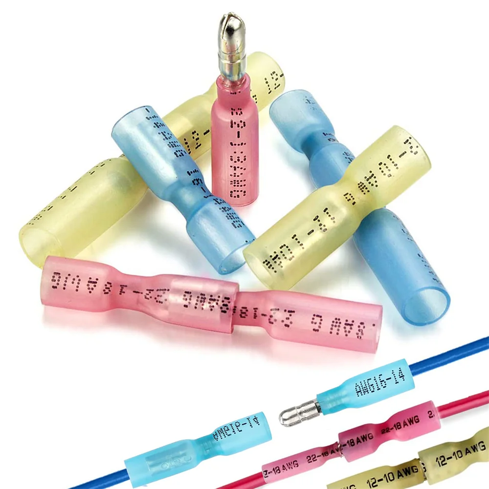 

100pcs Heat Shrink Bullet Connectors 22-10 Gauge Quick Disconnect Wire Connectors Female Male Crimp Connectors Waterproof