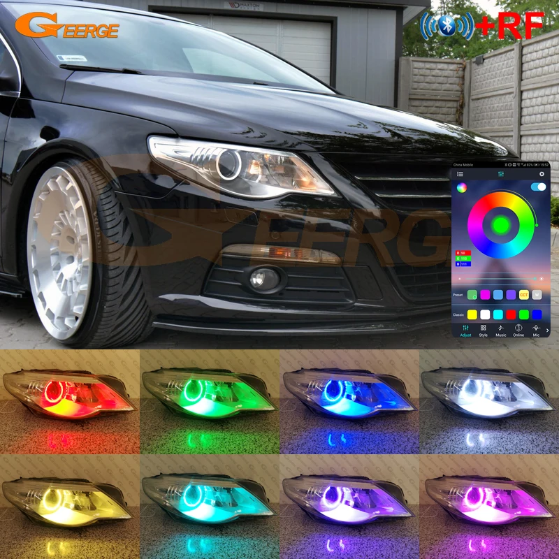 

For Volkswagen VW Passat CC 357 BT App RF Remote Control Multi-Color Ultra Bright RGB LED Angel Eyes Kit Halo Rings Light