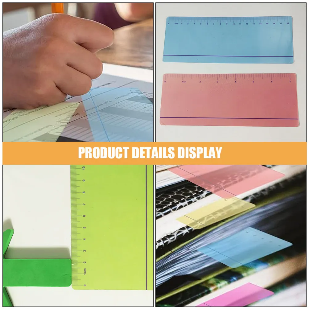 8Pcs Reading Tracking Strips Ruler Bookmark Dyslexic Tools for Kids Adults Guided Reading Aid Shatterproof Pet Mini Ruler
