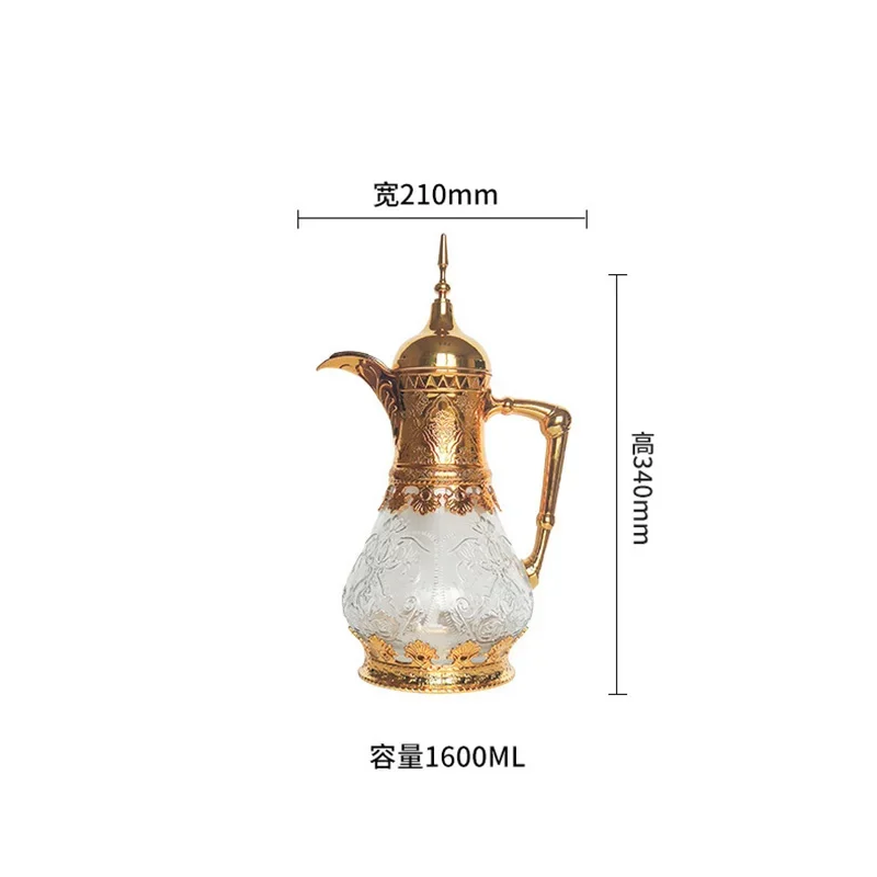1600ML Arabic Water Pot Juice Beverage Coffee Pot Tea Jug With Lid Large Capacity Glass Water Kettle Teapot Drinkware - view 5