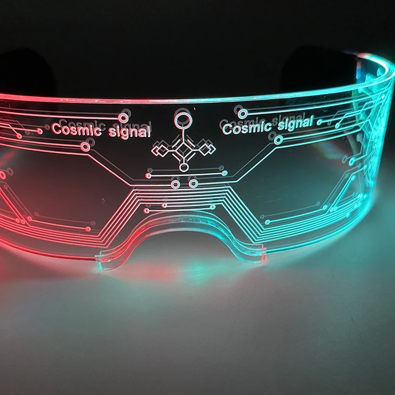 2024 Popular Luminous Futuristic Glasses LED Neon Acrylic Glasses Glowing Light Cyberpunk Bar Party Glasses Birthday Club Props