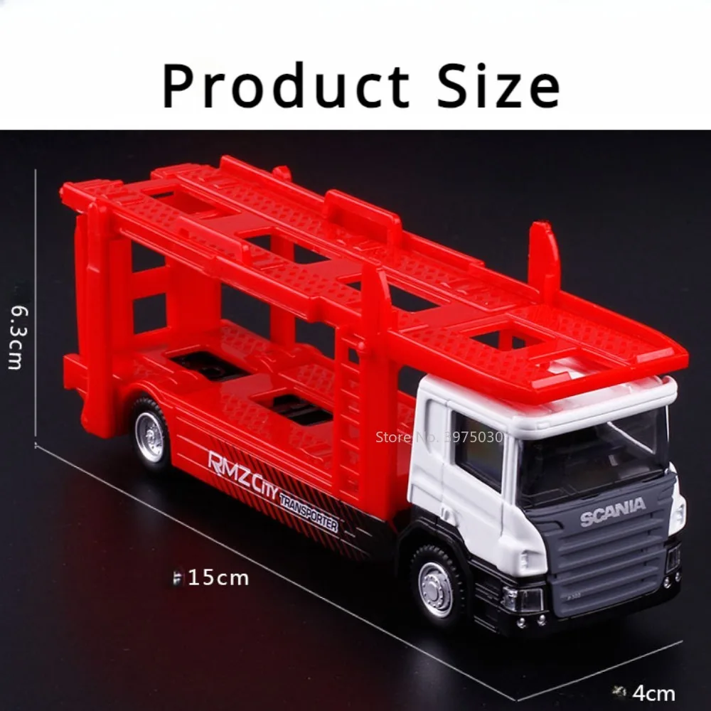 1/64 Scania Flatbed Trailer Metal Diecast Scale Car Model Toy Rubber Tire Alloy Front End Manual Taxiing Decoration Gift for Boy