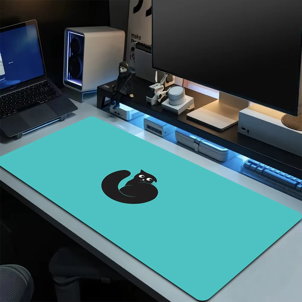 

Cute cat minimalist mouse pad lock edge craft table mat rubber non-slip Ultra HD printing gaming office universal 900x400mm XXL