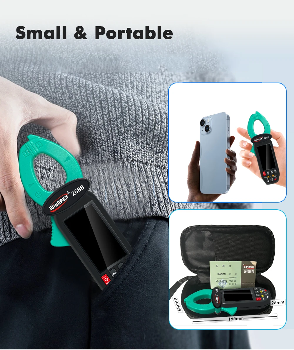 WINAPEX DC AC 0,1 mA Hochpräzises Zangenmessgerät True RMS Digitalmultimeter mit Stromleckerkennung von Haushaltsgeräten – Detail 10