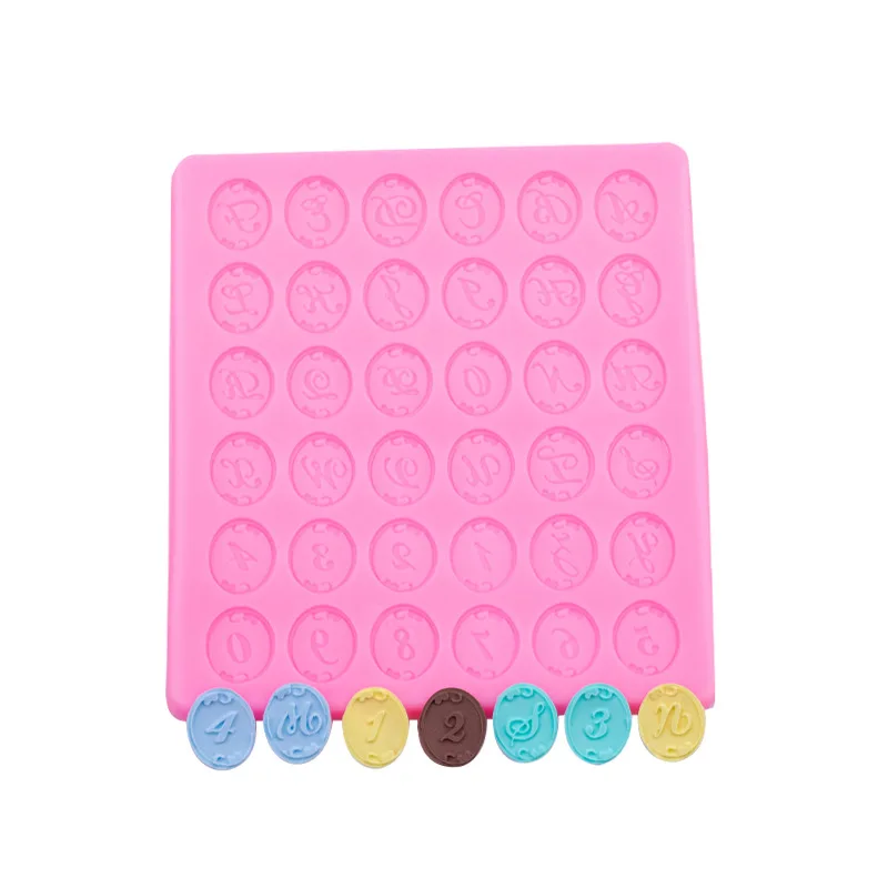 Roman Characters Silicone Mold Cute Clay Letter Mould Pink Number Word Model 15-83