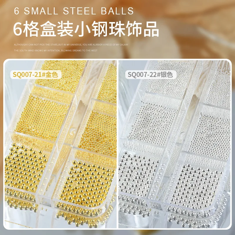 fashion nail art accessories gold and silver small steel balls mixed size caviar fause nail materials nail diamonds decorations